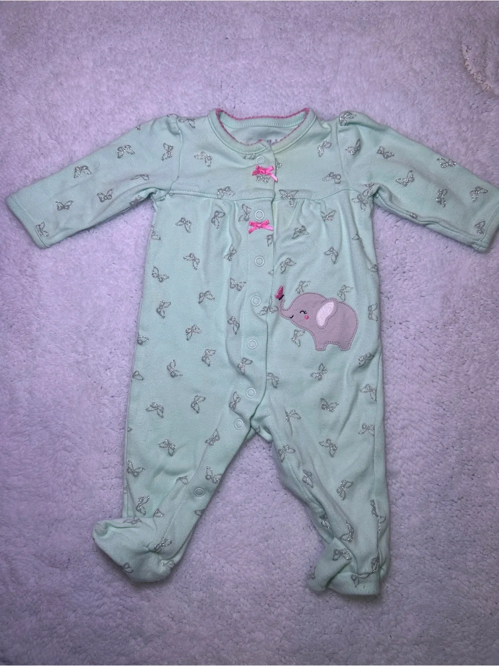 Bundle of 4 Long Sleeve Fleece Footies Size 0-3 months